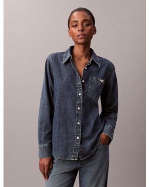 Calvin Klein Denim Classic Button-Up Shirt - Blue