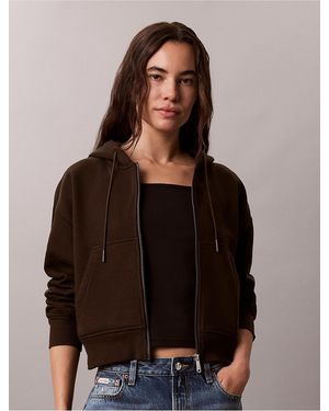 Calvin Klein Calvin Klein Monogram Logo Fleece Zip Hoodie - Black