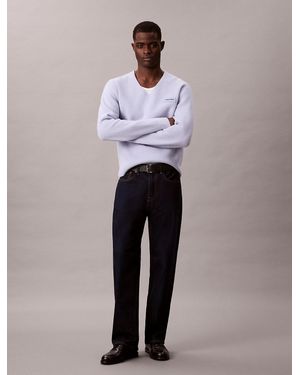 Calvin Klein Boiled Merino Wool V-Neck Jumper - Multicolour