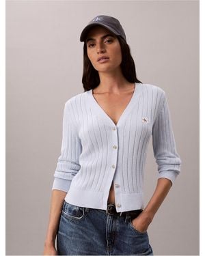 Calvin Klein Calvin Klein Woven Monologo Cardigan - White