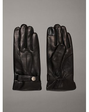 Calvin Klein Gants En Cuir Pour Écran Tactile - Noir