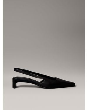 Calvin Klein Soft Leather Slingback Court Shoes - Grey