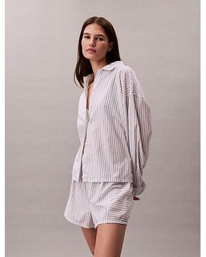 Calvin Klein Poplinkatoenen Pyjamatop Met Knopen - Roze