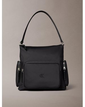 Calvin Klein Soft Satin Nylon Satchel Handbag - Grey