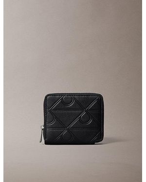 Calvin Klein Allover Monogram Logo Zip Bifold Wallet - Black