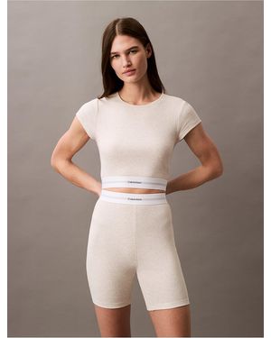 Calvin Klein Cotton Stretch Rib Bike Shorts - Brown