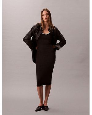 Calvin Klein Jeans Slim Cotton Knit Sleeveless Dress - Black