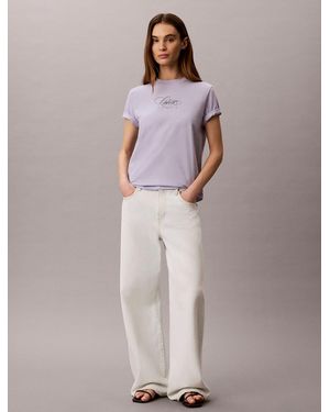 Calvin Klein Script Logo Classic T-Shirt - Purple
