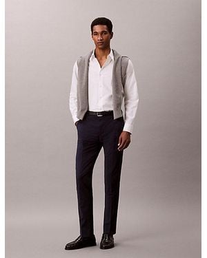 Calvin Klein Slim Tropical Wool Trousers - Blue