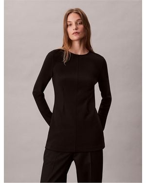 Calvin Klein Tailored Knit Slim Tunic Top - Black