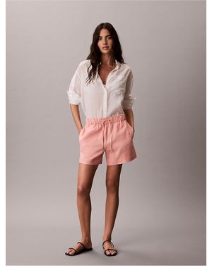 Calvin Klein Calvin Klein Linen Cotton Pull-On Shorts - Pink