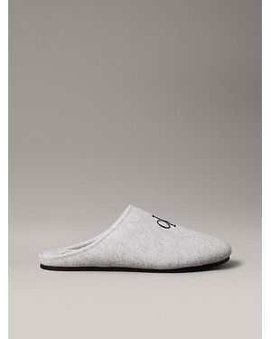 Calvin Klein Felt Signature Logo Mule Slippers - Metallic