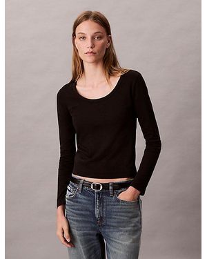 Calvin Klein Diepe Ronde Hals - Zwart