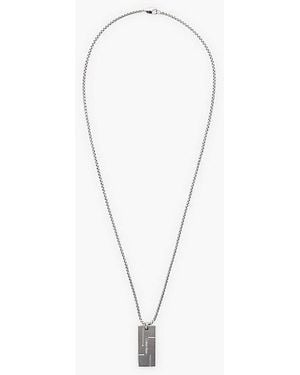 Calvin Klein Geometric Grid Pendant Necklace - White