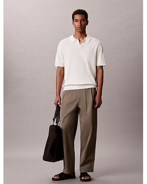Calvin Klein Soft Pointelle Knit Polo Shirt - White