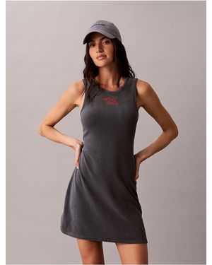 Calvin Klein Calvin Klein Towel Terry 1989 Logo Scoopback Mini Dress - Multicolor