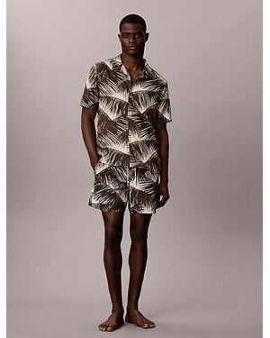Calvin Klein All Over Printed Beach Shirt - Brown