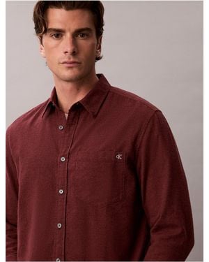 Calvin Klein Calvin Klein Melange Flannel Easy Shirt - Red