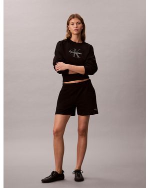 Calvin Klein Monogram Logo French Terry Shorts - Black