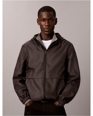 Calvin Klein Calvin Klein Emblem Logo Nylon Windbreaker Jacket - Brown