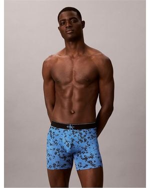 Calvin Klein Graphic Monogram Microfiber Stretch Boxer Brief - Blue