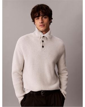 Calvin Klein Cotton Wool Stitch Pullover Sweater - Natural