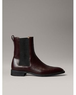 Calvin Klein Leren Chelsea-Boots Met Amandelteen - Bruin