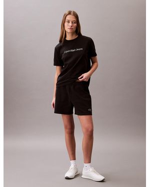 Calvin Klein Monogram Logo French Terry Shorts - Brown