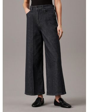 Calvin Klein High Rise Wide Ankle Jeans - Black