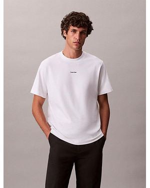 Calvin Klein Relaxed Baumwoll-Piqué-T-Shirt - Weiß