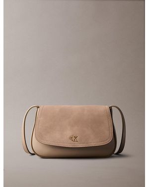 Calvin Klein Monogram Chain Sueded Bag - Brown