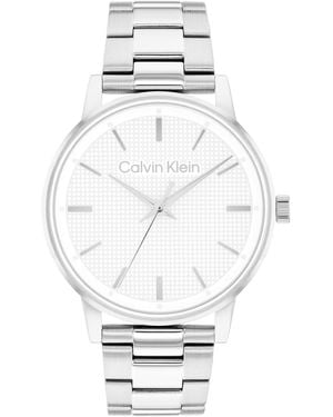 Calvin Klein Orologio Con Cinturino E Quadrante Testurizzato - Bianco