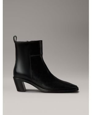 Calvin Klein Stivali Da Cowboy Alla Caviglia Con Zip - Nero