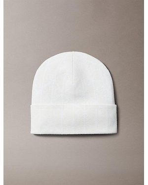 Calvin Klein Emblem Logo Beanie - White