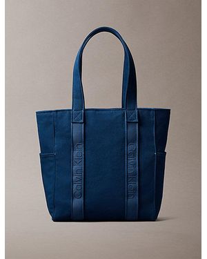 Calvin Klein Canvas Jacquard Logo Tote Bag - Blue
