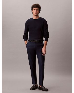 Calvin Klein Slim Linen Blend Suit Trousers - Blue