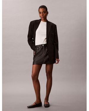 Calvin Klein Mini-Jupe En Similicuir - Marron