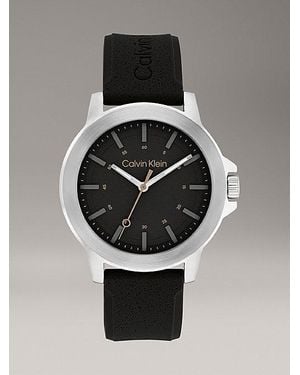 Calvin Klein Silikonarmbanduhr Mit Auffälligem Zifferblatt - Blau