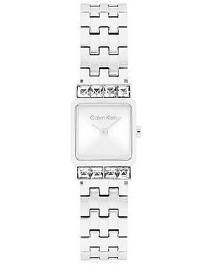 Calvin Klein Square Crystal Detail Bracelet Watch - White