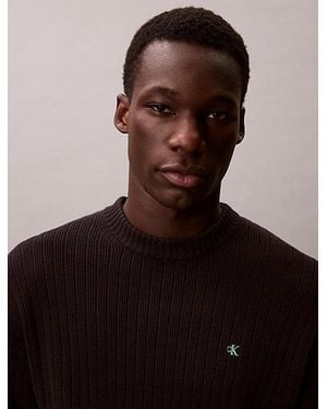 Calvin Klein Jeans Ribbed Cotton Monogram Jumper - Brown