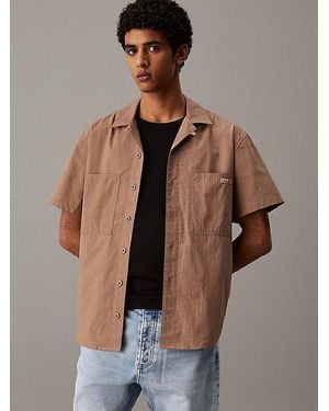 Calvin Klein Kurzärmliges Baumwoll-Popeline-Hemd - Mehrfarbig
