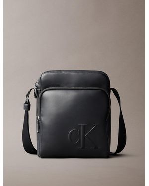 Calvin Klein Embossed Monogram Reporter Bag - Black