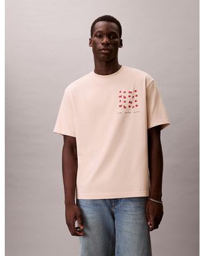Calvin Klein Somewhere Graphic Relaxed T-Shirt - Natural