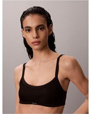 Calvin Klein Icon Stretch Lace Lightly Lined Bralette - Black