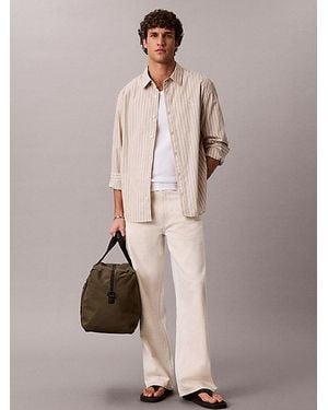 Calvin Klein Jeans Relaxed Cotton Poplin Stripe Shirt - Natural