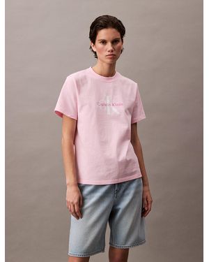 Calvin Klein T-Shirt Avec Logo Monogramme - Rose