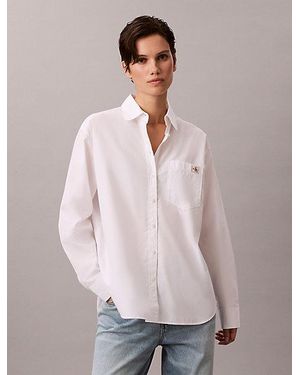 Calvin Klein Jeans Woven Monologo Poplin Button Down Shirt - White
