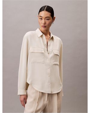 Calvin Klein Relaxed Button-Down Utility Shirt - Natural
