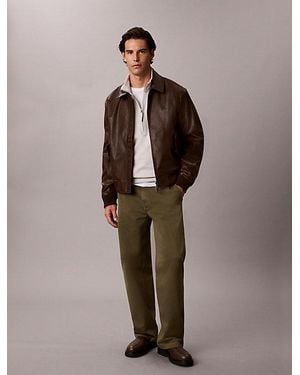 Calvin Klein Jeans Cotton Terry Quarter Zip Sweatshirt - Brown