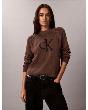 Calvin Klein Calvin Klein Monogram Graphic Rib Sweater - Brown